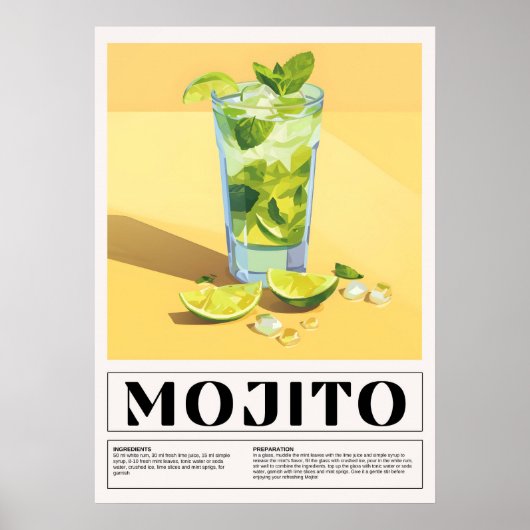 Poster Cocktails vintages : Mojito (Devant)