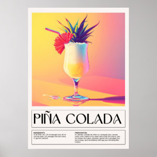 Poster Cocktails vintages : Pina Colada