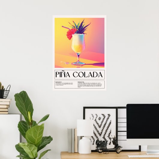 Poster Cocktails vintages : Pina Colada (Bureau à domicile)
