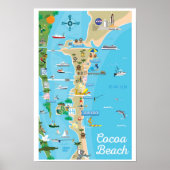 Poster Cocoa Beach City Floride carte de la côte cadeaux (Devant)