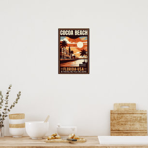 Poster Cocoa Beach City Floride ligne de côte cadeaux