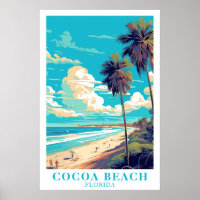 Cocoa Beach Floride Art de voyage vintage