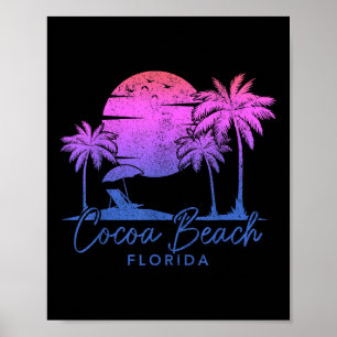 Poster Cocoa Beach Floride Fl Surf Vintage Sunset Surfer