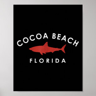 Poster Cocoa Beach Floride Shark Vacances Souvenir Vintag