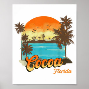 Poster Cocoa Florida Beach Vacances été Palm Sunset