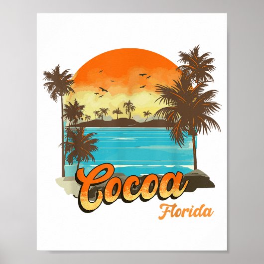 Poster Cocoa Florida Beach Vacances été Palm Sunset (Devant)
