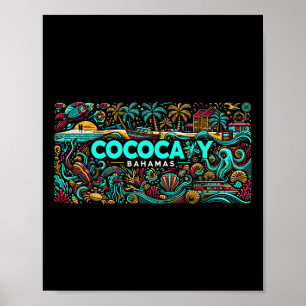 Poster Cococay Beach Bahamas Travel Summer Family Vacatio