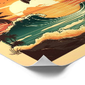 Poster Cocotiers et vagues océaniques (Coin)