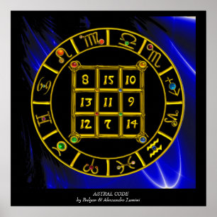 Poster CODE ASTRAL, CARRÉ MAGIQUE 33 Zodiac Astrology Cha