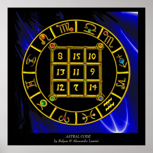 Poster CODE ASTRAL, CARRÉ MAGIQUE 33 Zodiac Astrology Cha (Devant)