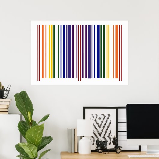 Poster Code barre double arc-en-ciel (Bureau à domicile)
