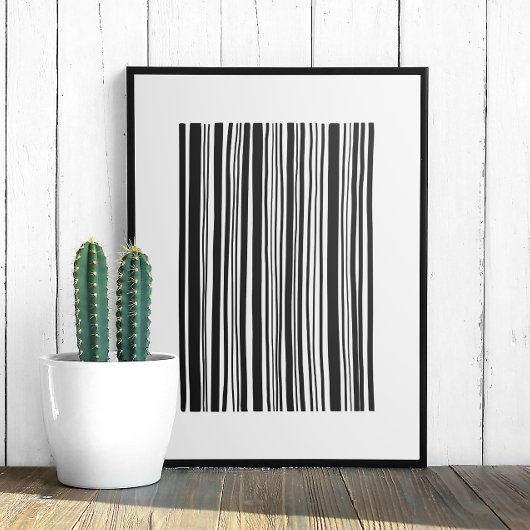 Poster Code-barres abstrait noir et blanc. Lignes moderne