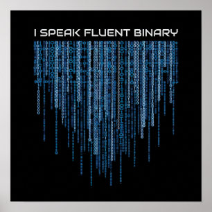 Poster Code binaire bleu