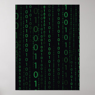 Poster Code binaire descendant