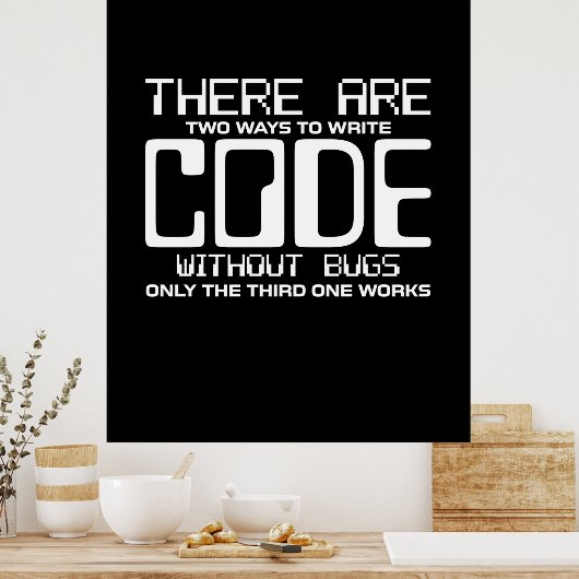 Poster Code Écriture Programmer sans bogues (Cuisine)