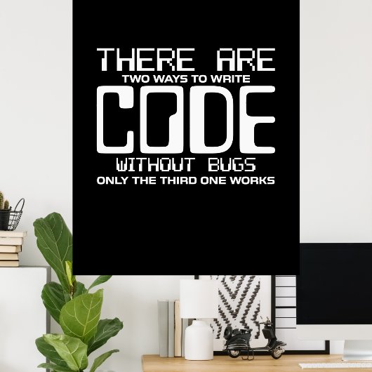 Poster Code Écriture Programmer sans bogues (Bureau à domicile)