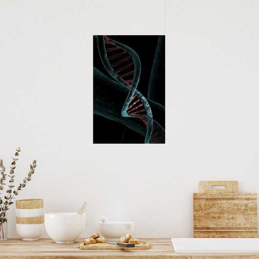 Poster Code microscopique de vie ADN double hélix (Cuisine)