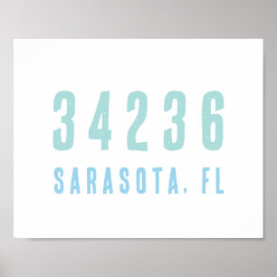 Poster Code postal personnalisé, Ville, State Coastal Blu