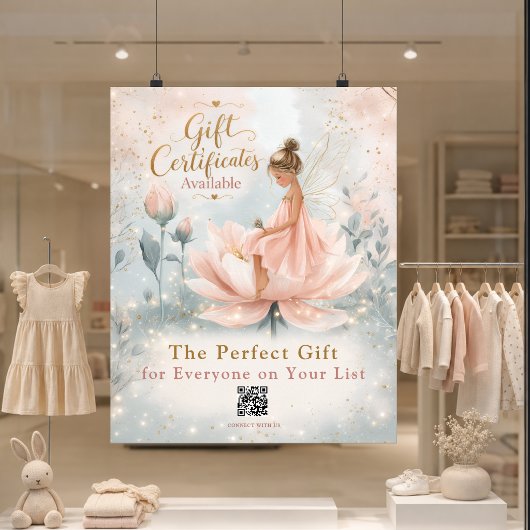 Poster Code promo QR Certificat Cadeau Fée Caprice