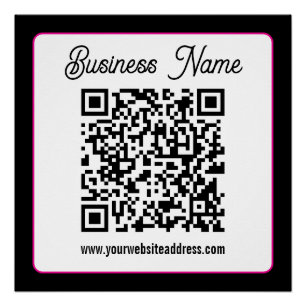 Poster Code QR avec écriture cursive de script