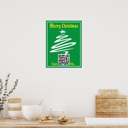 Poster Code QR avec voeux de Noël sur un (Cuisine)
