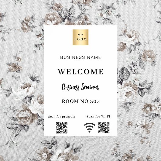 Poster Code QR blanc logo commercial salle de séminaire w