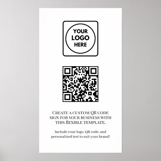 Poster Code QR blanc personnalisé | Entreprise profession (Devant)