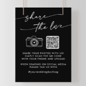Poster Code QR Boho Noir Mariage Partagez l'Amour