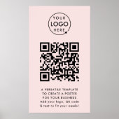 Poster Code QR | Business Logo Professionnel Simple Rose (Devant)