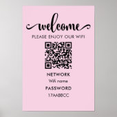 Poster Code QR d'accueil WIFI | Profitez De Notre Rose Wi (Devant)