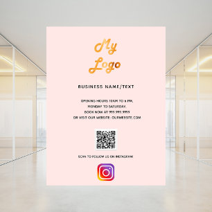 Poster Code QR de logo d'entreprise instagram rose blush 