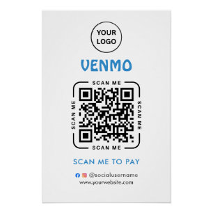 Poster Code QR de paiement Venmo Scannez pour payer le