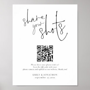 Poster Code QR de pancarte de photo de mariage Partagez v