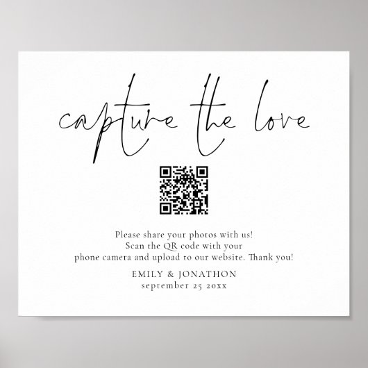 Poster Code QR de panneau de photo de mariage Capturer l' (Devant)