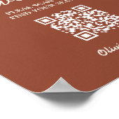 Poster Code QR de plan de table de mariage bohème orange (Coin)