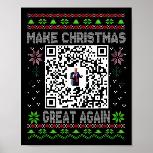 Poster Code QR drôle de Noël moche Président Trump Danse (Devant)
