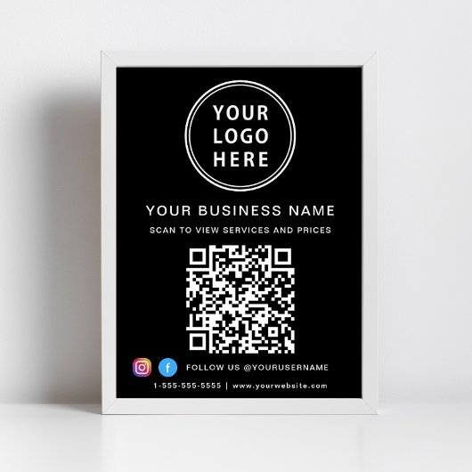 Poster Code QR du logo de l'entreprise sur les réseaux so
