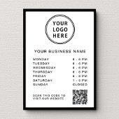 Poster Code QR du logo des heures d'ouverture du site Web