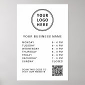 Poster Code QR du logo des heures d'ouverture du site Web (Devant)