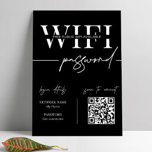 Poster Code QR du mot de passe du réseau WIFI noir minima