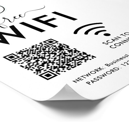 Poster Code QR du mot de passe réseau WIFI (Coin)