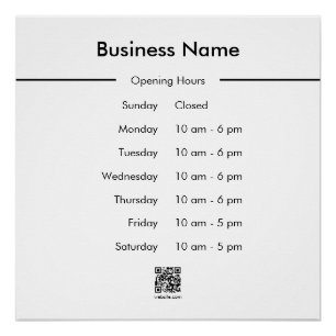Poster Code QR du nom de l'entreprise Heures d'ouverture