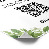 Poster Code QR du plan de table de mariage à la verdure d (Coin)
