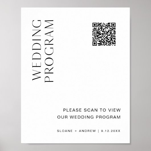 Poster Code QR du programme de mariage HARLOW Panneau de  (Devant)
