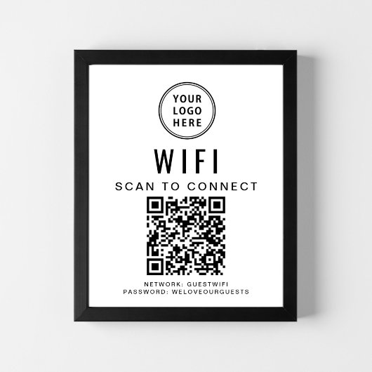 Poster Code QR du réseau wifi du logo de l'entreprise