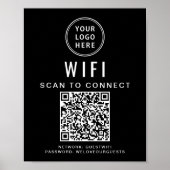 Poster Code QR du réseau Wifi du logo d'entreprise Noir (Devant)