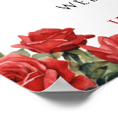 Poster Code QR élégant de programme de mariage floral ros (Coin)