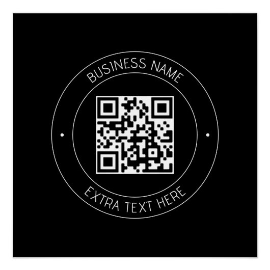 Poster Code QR et texte modifiable | Noir et blanc (Devant)