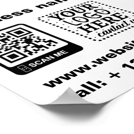 Poster Code QR minimal simple ajouter un logo scanner nom (Coin)
