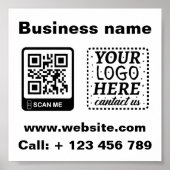 Poster Code QR minimal simple ajouter un logo scanner nom (Devant)